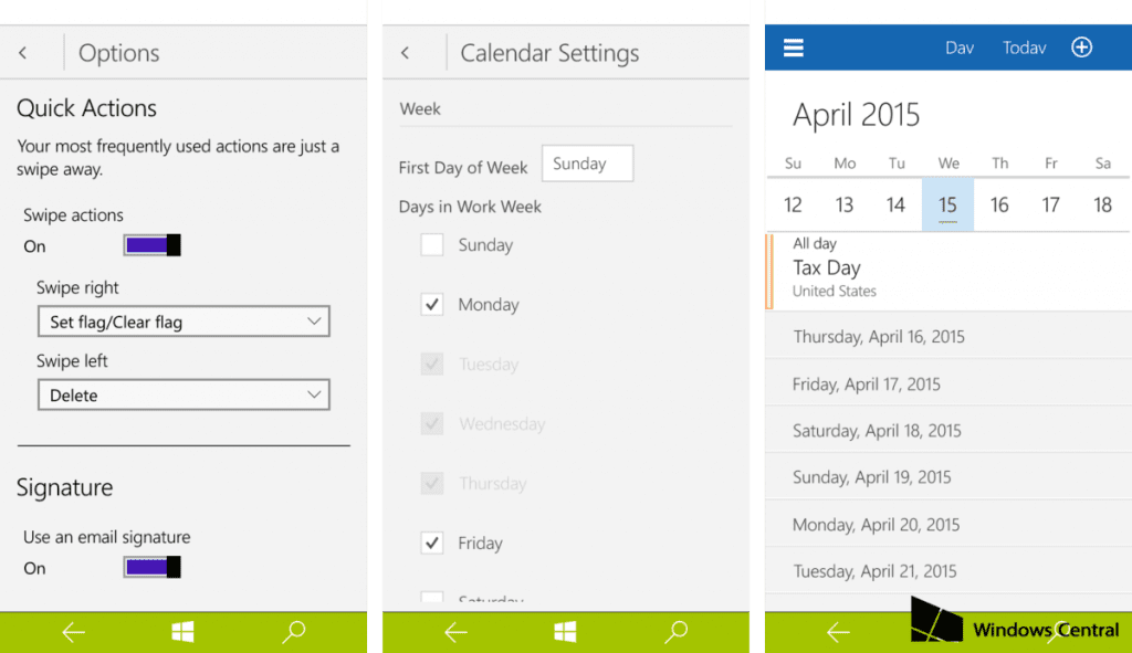 Calendario Windows 10