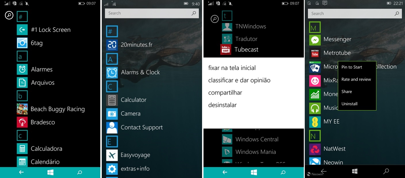 Podemos ver também uma mudança nos menus de contexto, que já aderem a nova diretriz visual.