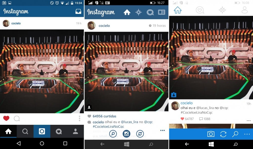 Instagram Comparação de apps