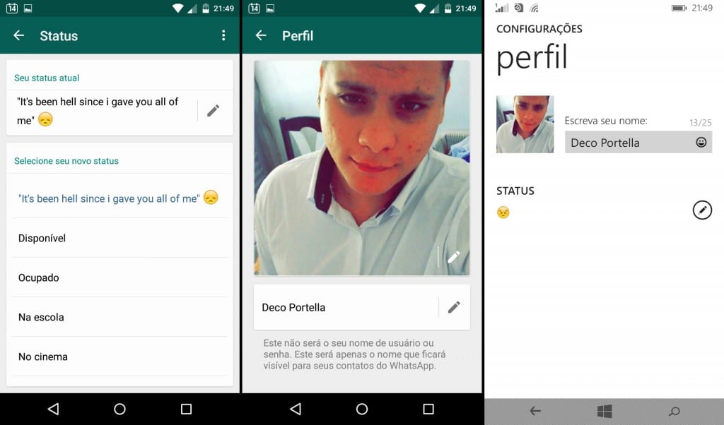 Status e Perfil
