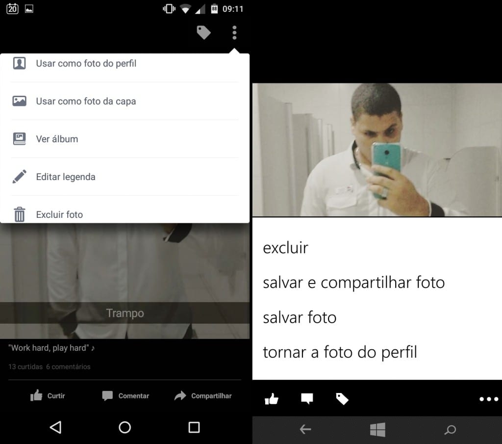 Opções na visualização das suas imagens