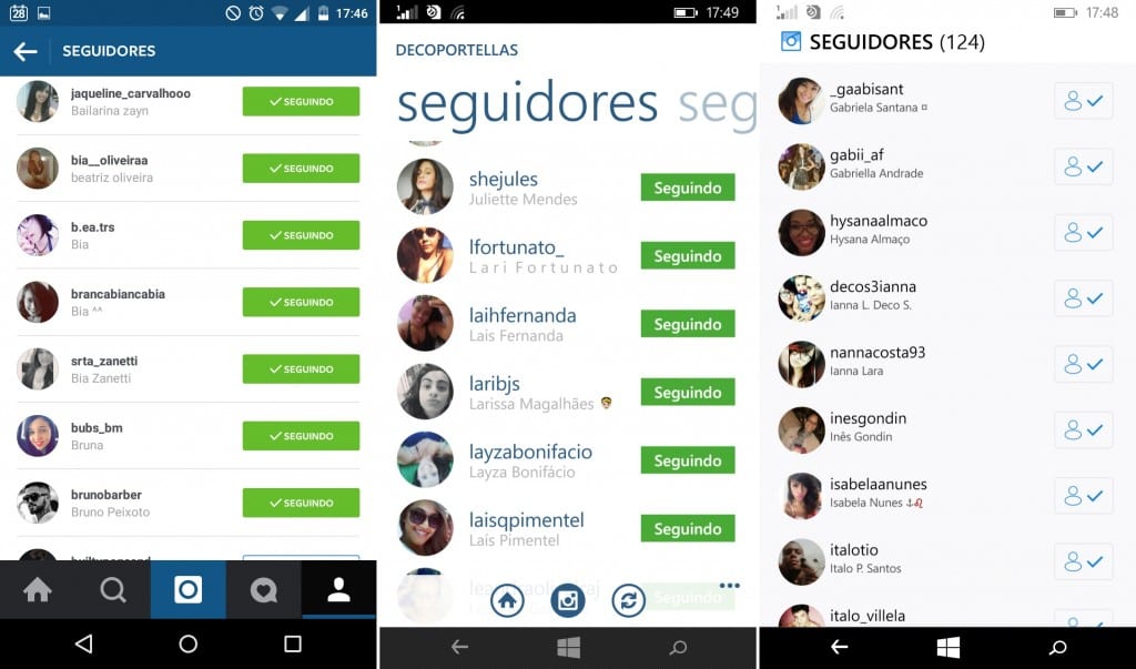 Lista de seguidores.
