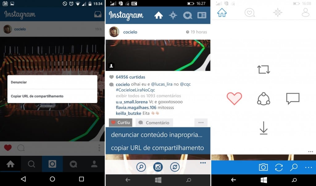Instagram Comparação de apps