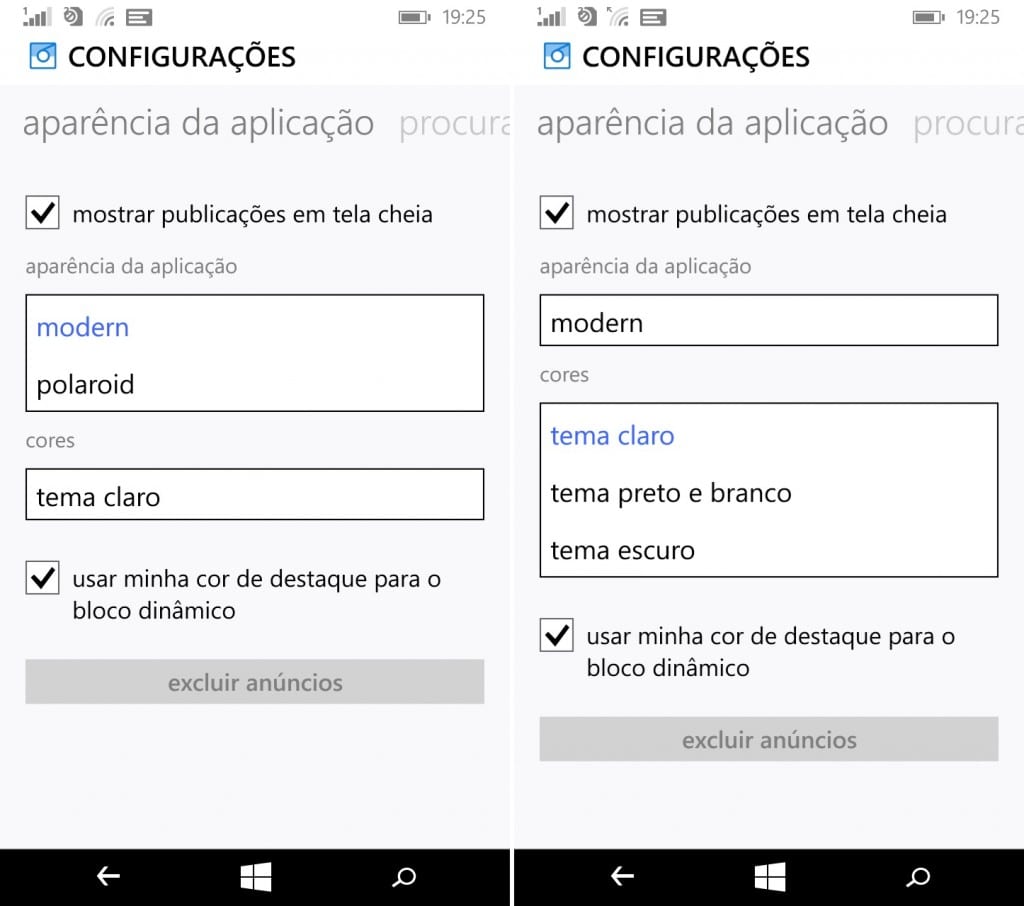 Instagram Comparação de apps