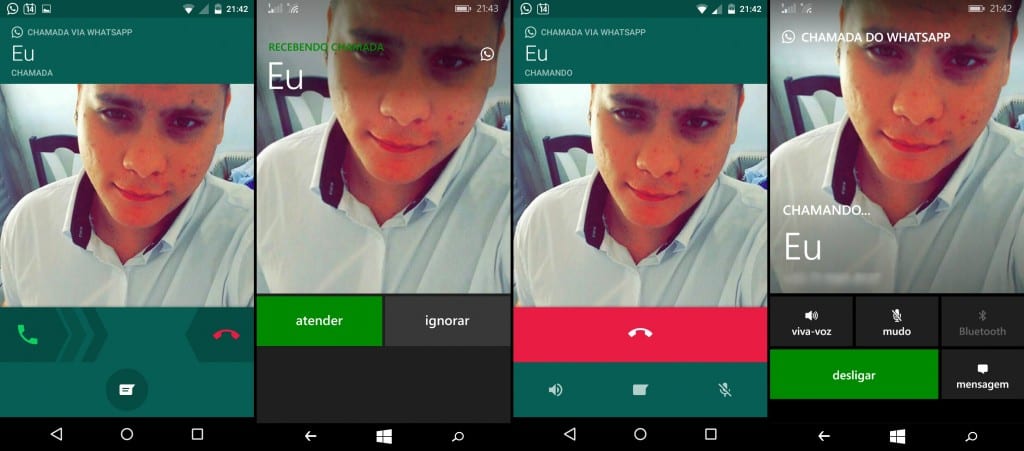 Recebendo Chamada Whatsapp Windows Phone x Android