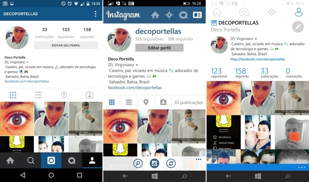 Instagram Comparação de apps