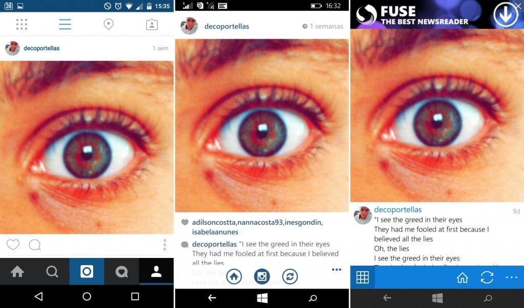 Instagram Comparação de apps