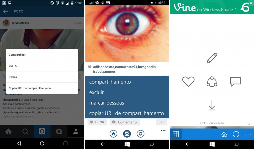 Instagram Comparação de apps