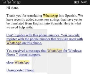 WhatsApp WP7