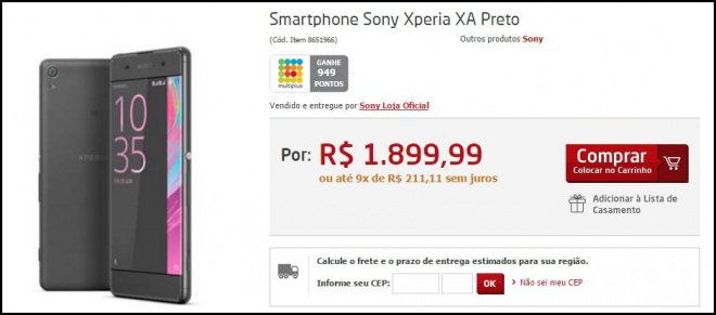 Sony ponto frio